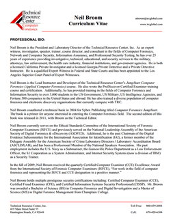CV for Neil Broom Expert Witness in Computer Forensics Investigations in Fort Wayne